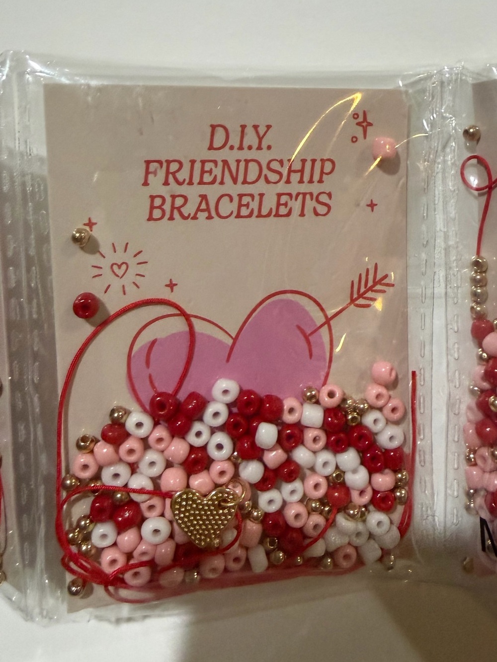 Lot of 5 DIY Friendship Bracelet Kits Valentine Galentine Beads Charms Craft